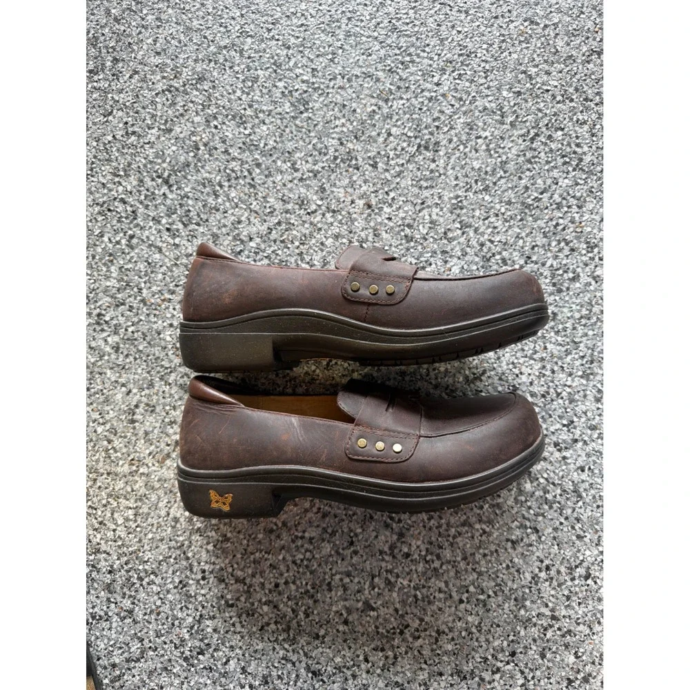 Alegria Taylor Brown Leather Penny Loafers Comfort Work Shoes TAY-602 Womens 40